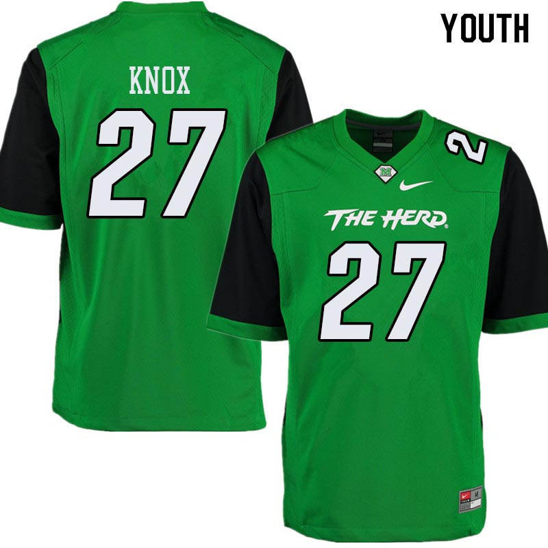 Youth #27 Brenden Knox Marshall Thundering Herd College Football Jerseys Sale-Green - Click Image to Close